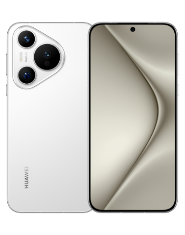 Huawei Pura 70 en color blanco, vista frontal y posterior